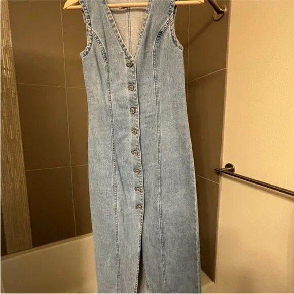 Sleeveless Denim Mini Dress - Picture 2 of 2